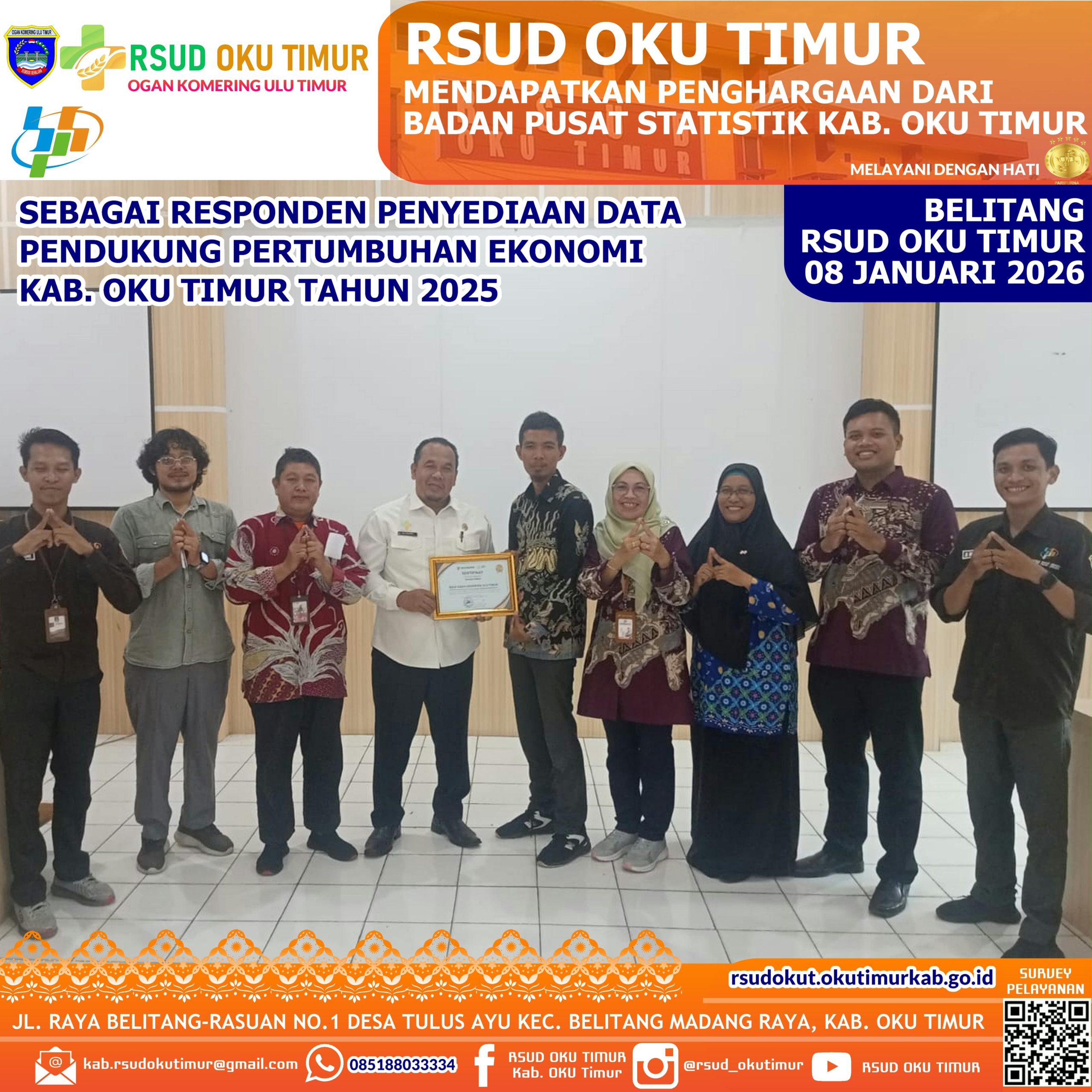 RSUD OKU TIMUR MENDAPATKAN PENGHARGAAN DARI BADAN PUSAT STATISTIK KAB. OKU TIMUR